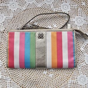 Coach Julia Legacy Stripe Large Zippy Wallet Wristlet Used